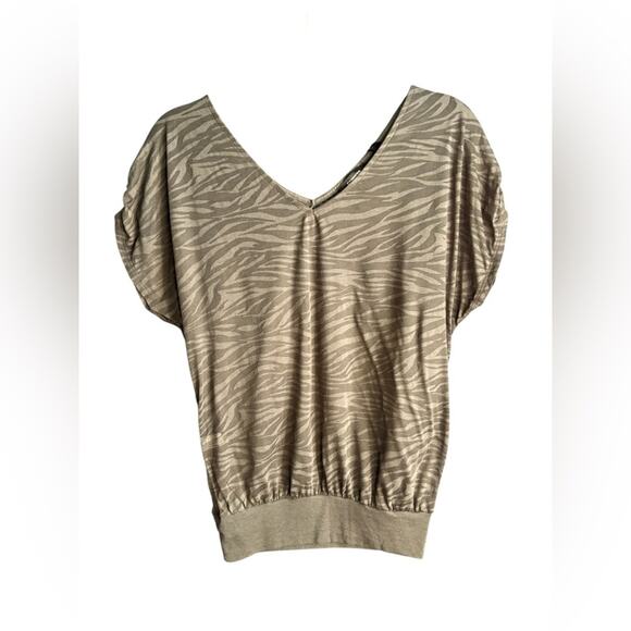 Express Tan Boxy Cap Sleeve Blouse size S - Picture 1 of 8